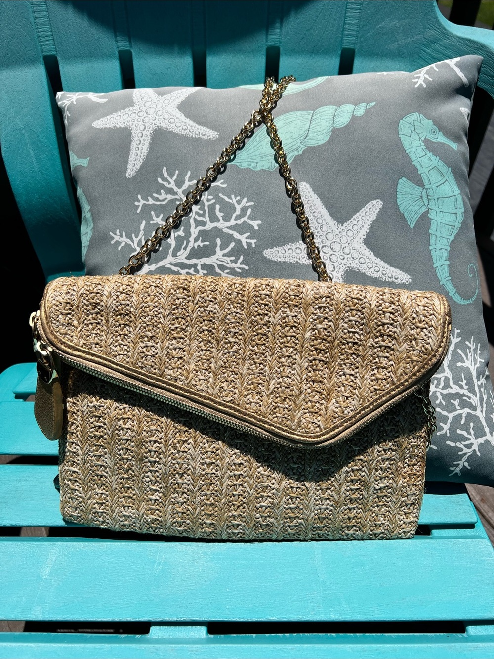 Henri Bendel Debutante
Asymmetrical Folding 
Raffia Wristlet/Clutch NWOT - Picture 2 of 13